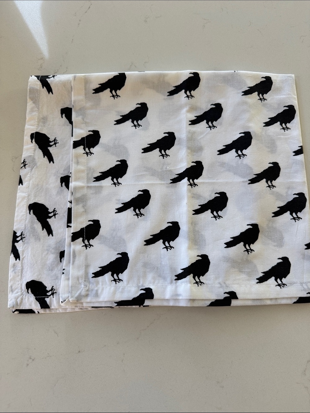 Crate & Barrel Black Raven Print Bird Napkins NWOT 🐦‍⬛ Sz: 20"x20"